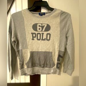 Polo Ralph Lauren Sweatshirt Sweater Size Kids Medium 10-12 Gray Vintage Look